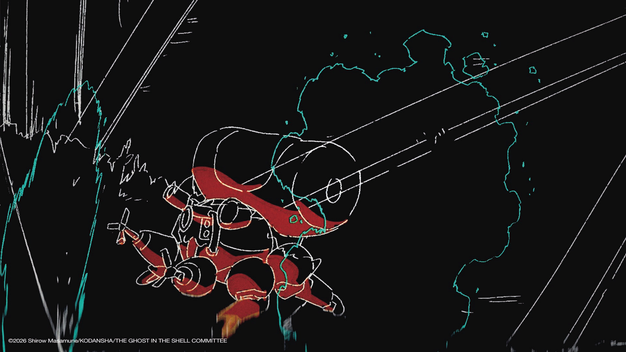 攻殼機動隊經典場景：數位線條藝術