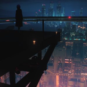 攻殼機動隊SAC_2045 草薙素子俯瞰城市 賽博龐克視覺